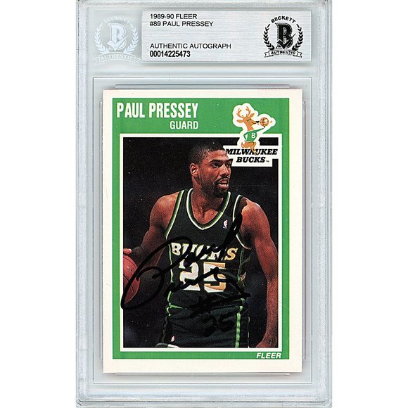 Paul Pressey Signed Bucks 1989-90 Fleer Basketball Card Beckett BAS Autograph - Picture 1 of 5